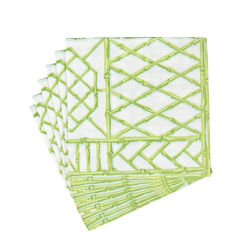 Caspari Bamboo Screen Moss Green Paper Linen Dinner Napkins - 12 Per Package