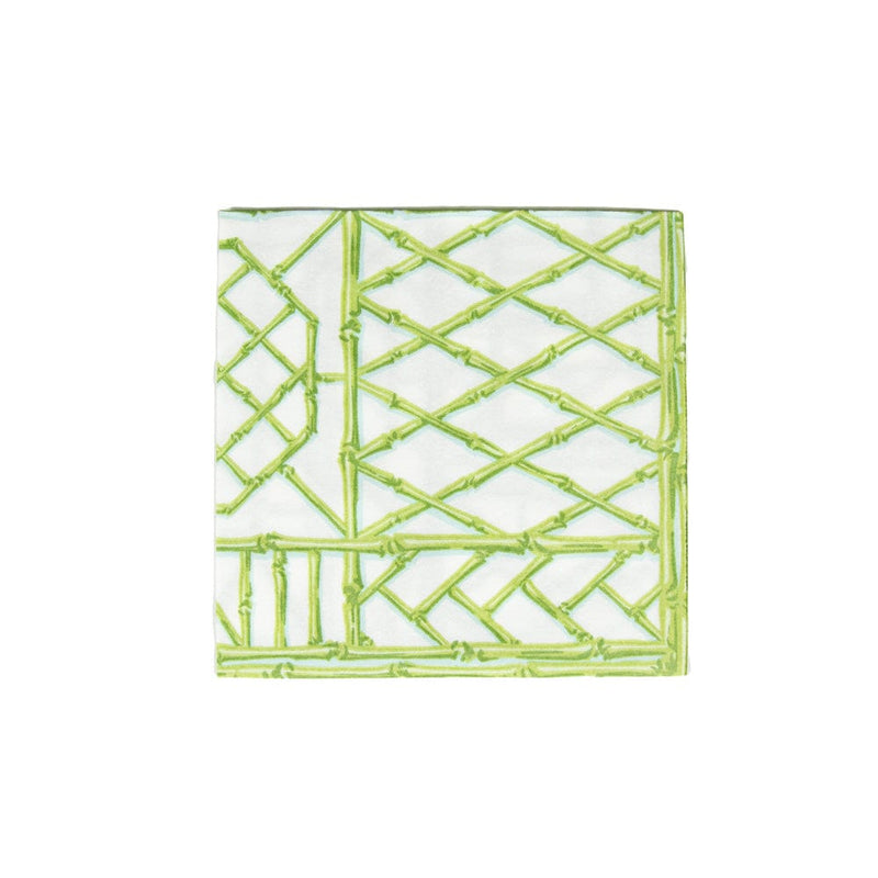 Caspari Bamboo Screen Moss Green Paper Linen Dinner Napkins - 12 Per Package