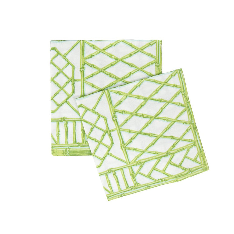 Caspari Bamboo Screen Moss Green Paper Linen Dinner Napkins - 12 Per Package