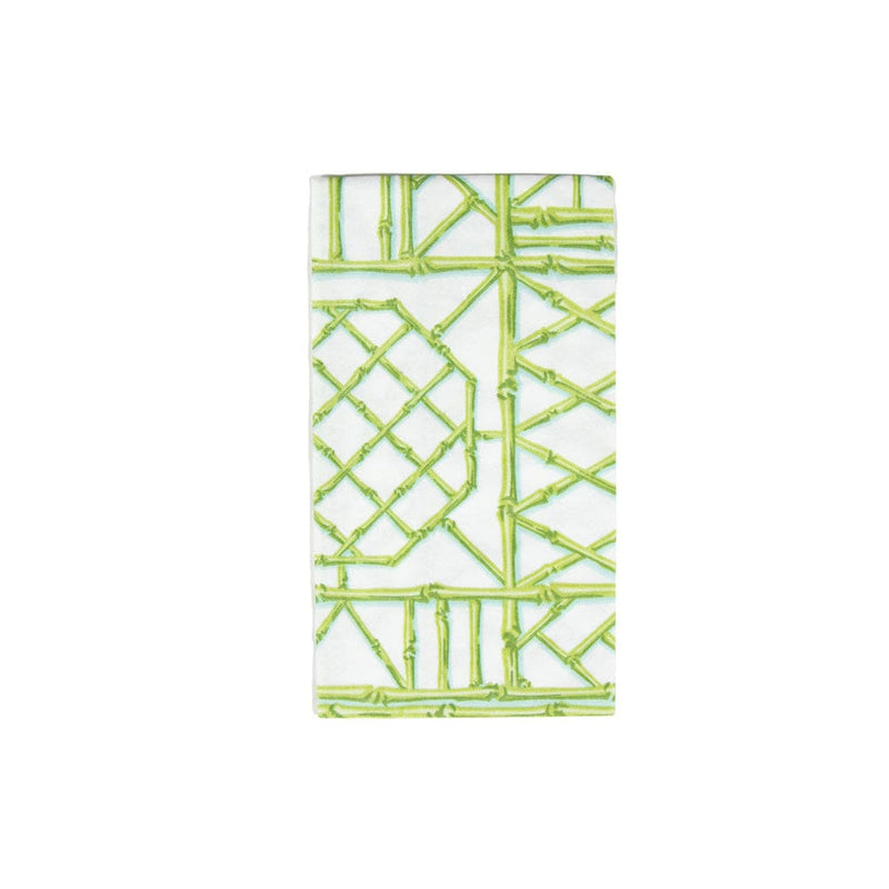 caspari Bamboo Screen Moss Green Paper Linen Guest Towel Napkins - 12 Per Package