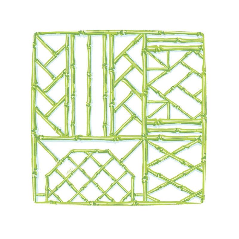 Caspari Bamboo Screen Moss Green Square Paper Salad & Dessert Plates - 8 Per Package