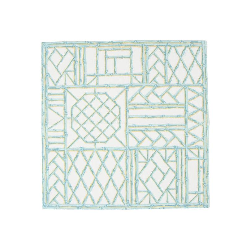Caspari Bamboo Screen Robin's Egg Paper Linen Cocktail Napkins - 15 Per Package