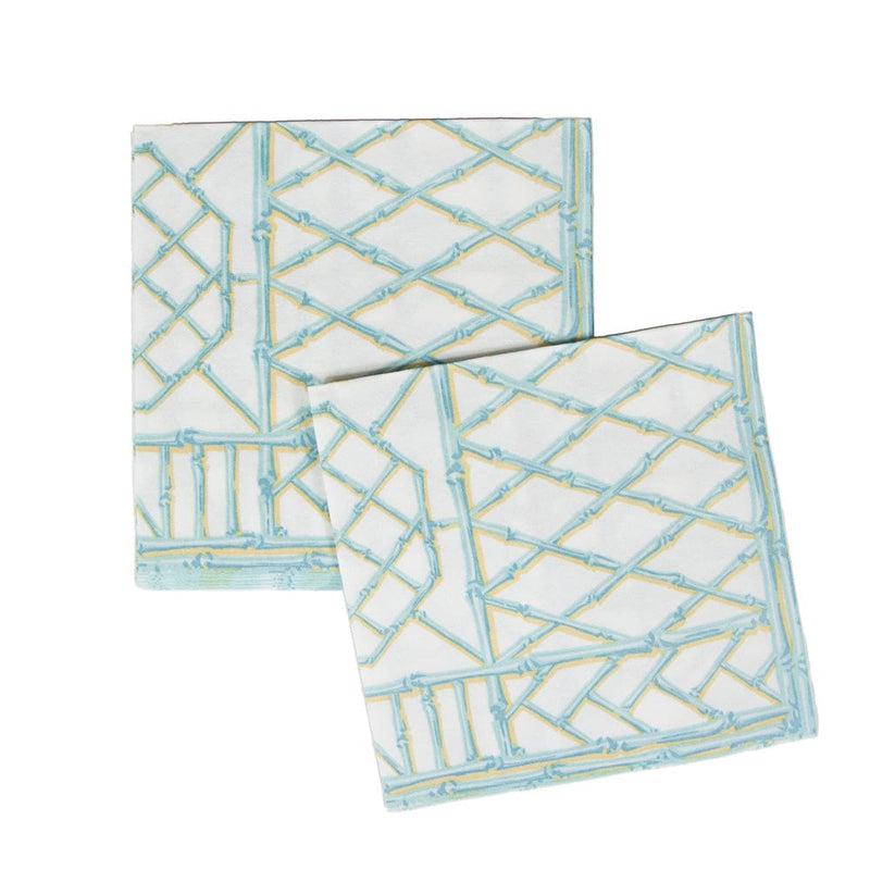 Caspari Bamboo Screen Robin's Egg Paper Linen Dinner Napkins - 12 Per Package