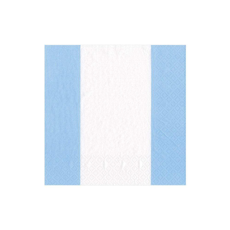 caspari Bandol Stripe Paper Cocktail Napkins in Light Blue - 20 Per Package