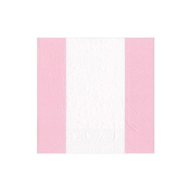 Caspari Bandol Stripe Paper Cocktail Napkins In Petal Pink - 20 Per Package