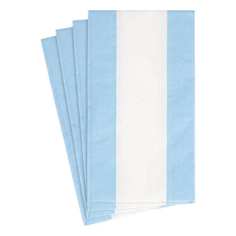 Caspari Bandol Stripe Paper Guest Towel Napkins In Light Blue - 15 Per Package