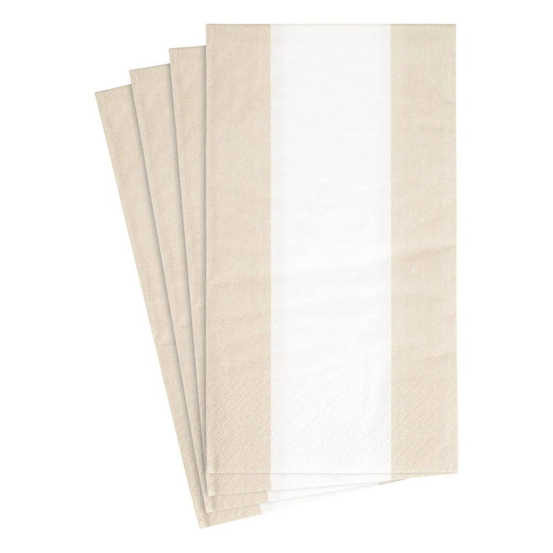 Caspari Bandol Stripe Paper Guest Towel Napkins In Natural - 15 Per Package