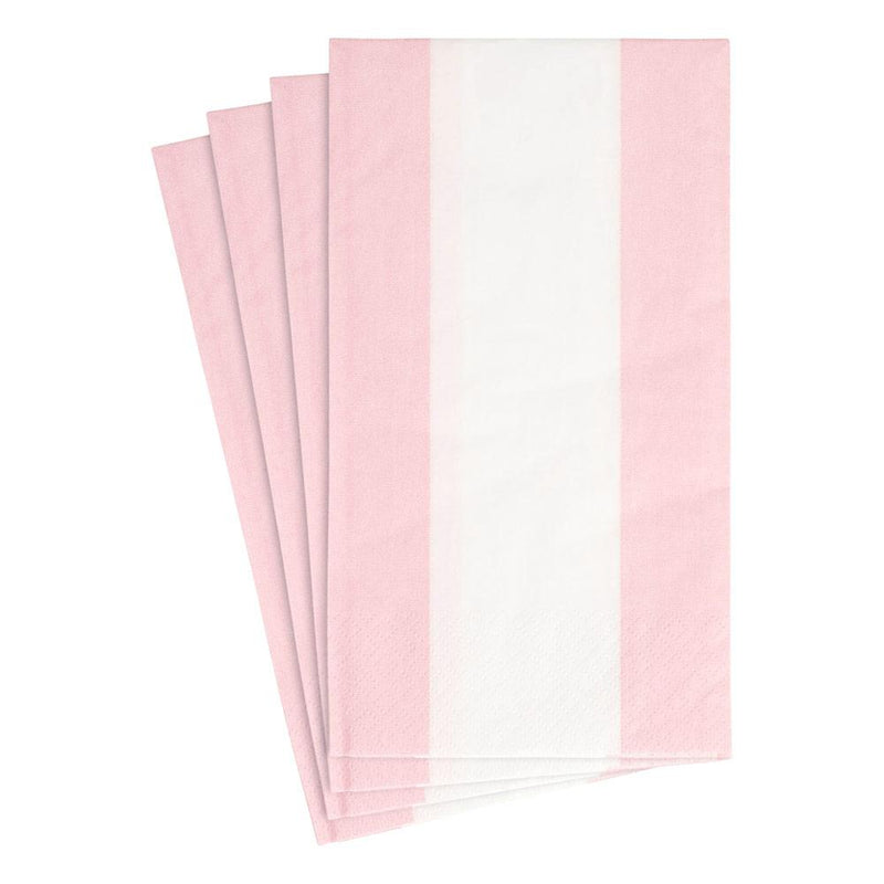 Caspari Bandol Stripe Paper Guest Towel Napkins In Petal Pink - 15 Per Package