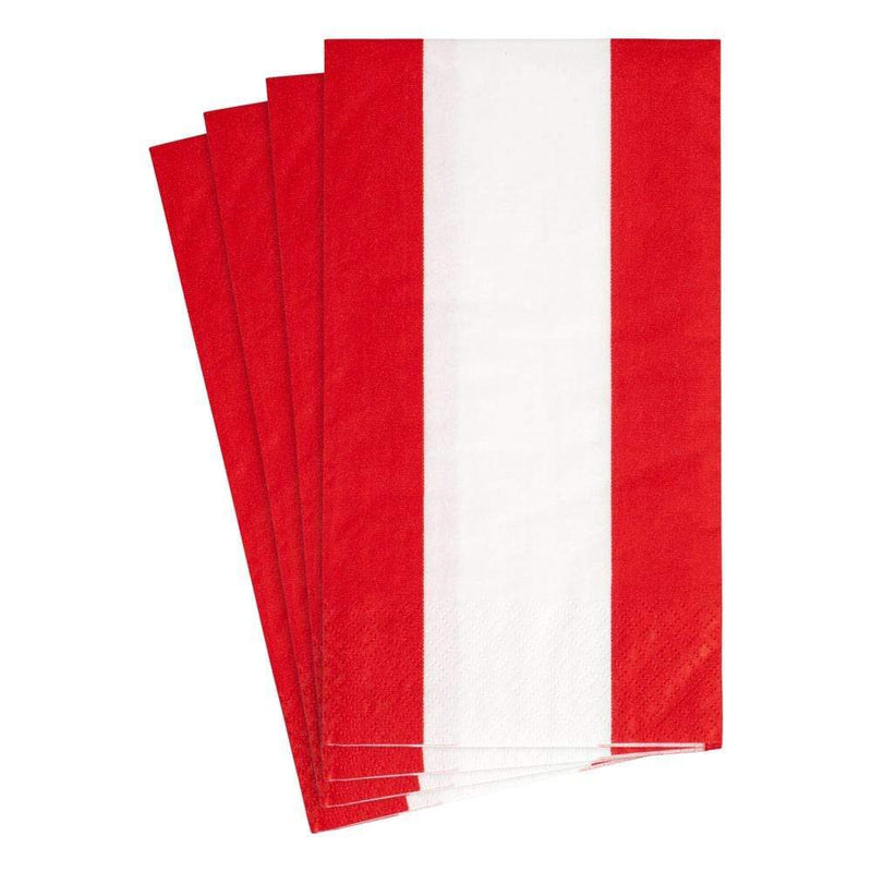 Caspari Bandol Stripe Paper Guest Towel Napkins In Red - 15 Per Package