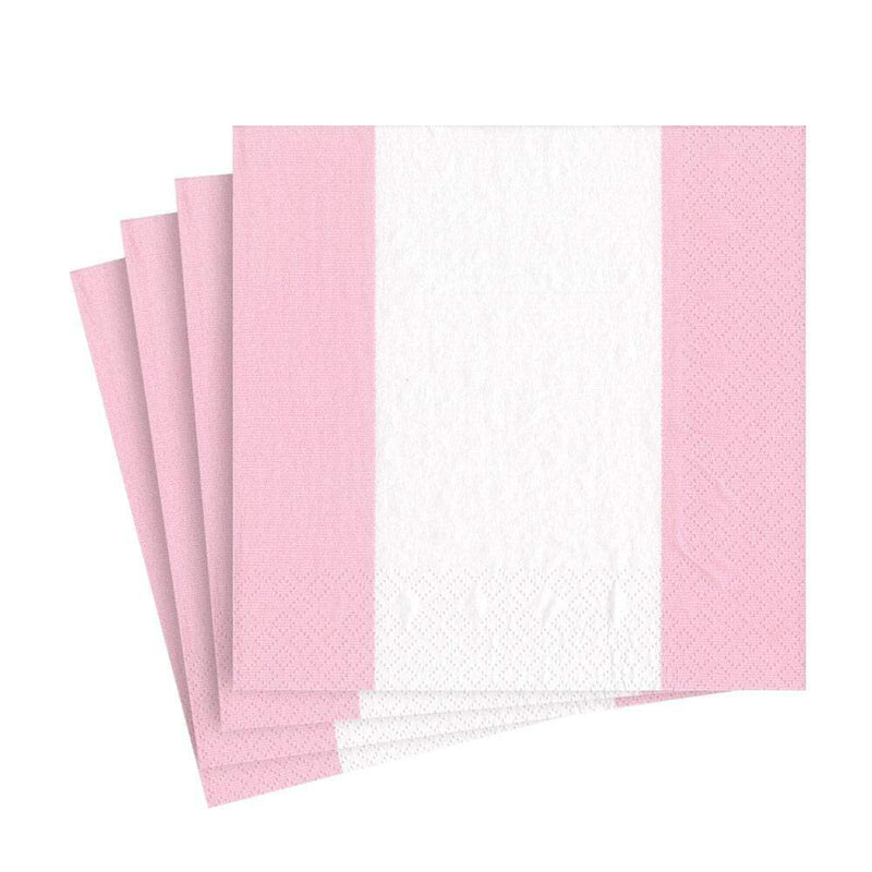 caspari Bandol Stripe Paper Luncheon Napkins in Petal Pink - 20 Per Package