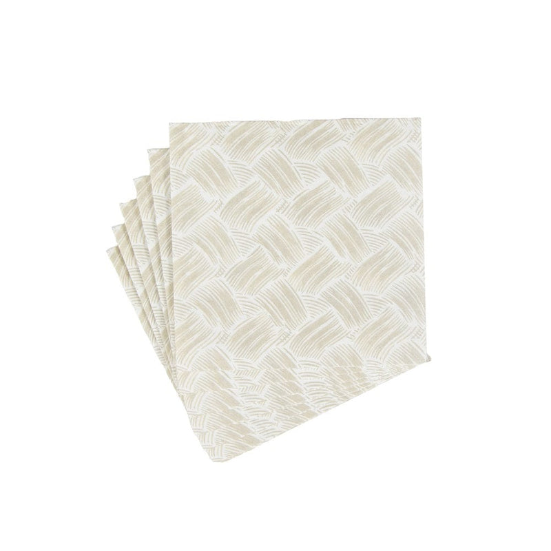 Caspari Basketry Flax Paper Linen Cocktail Napkins - 15 Per Package