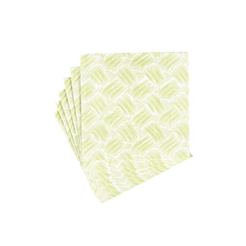 Caspari Basketry Moss Green Paper Linen Cocktail Napkins - 15 Per Package