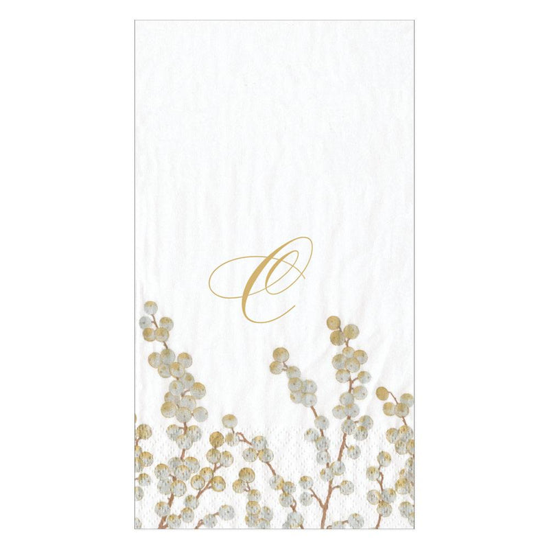 Caspari Berry Branches Single Initial Paper Guest Towel Napkins - 15 Per Package