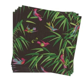 Caspari Birds In Paradise Paper Dinner Napkins In Black - 20 Per Package