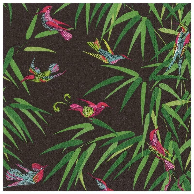 caspari Birds in Paradise Paper Dinner Napkins in Black - 20 Per Package