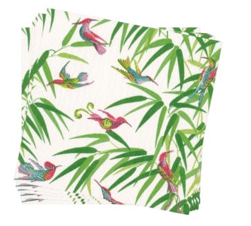 Caspari Birds In Paradise Paper Dinner Napkins In White - 20 Per Package