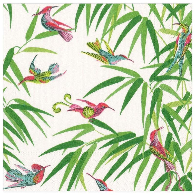 caspari Birds in Paradise Paper Dinner Napkins in White - 20 Per Package