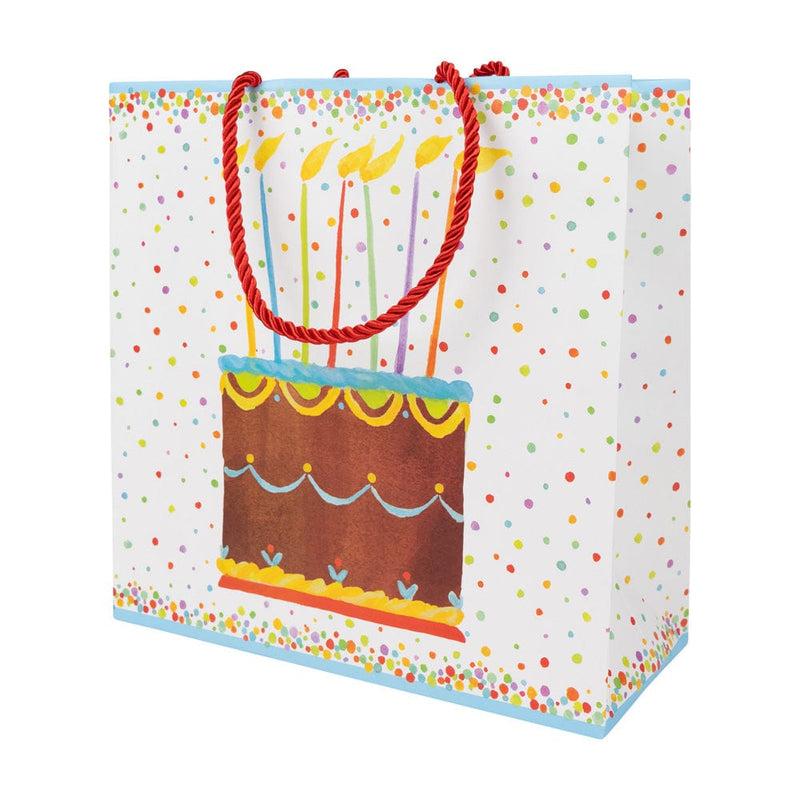 Caspari Birthday Cake Medium Square Gift Bags - One Gift Bag Included