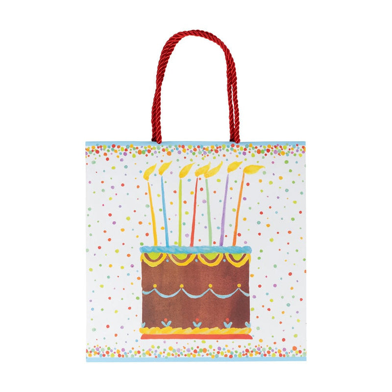 Caspari Birthday Cake Medium Square Gift Bags - One Gift Bag Included