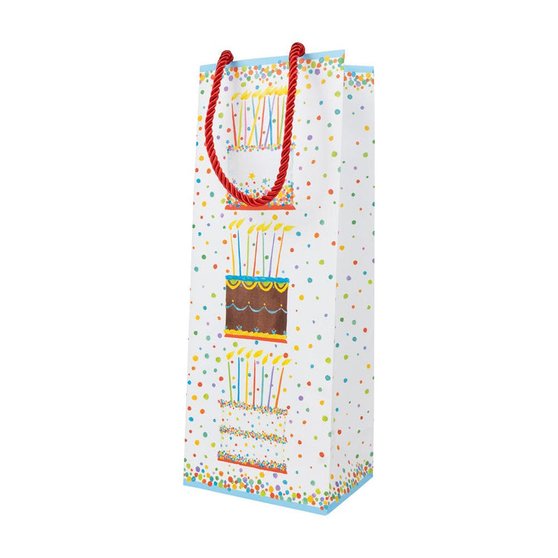 Caspari Birthday Cake Wine & Bottle Gift Bags - One Gift Bag Included