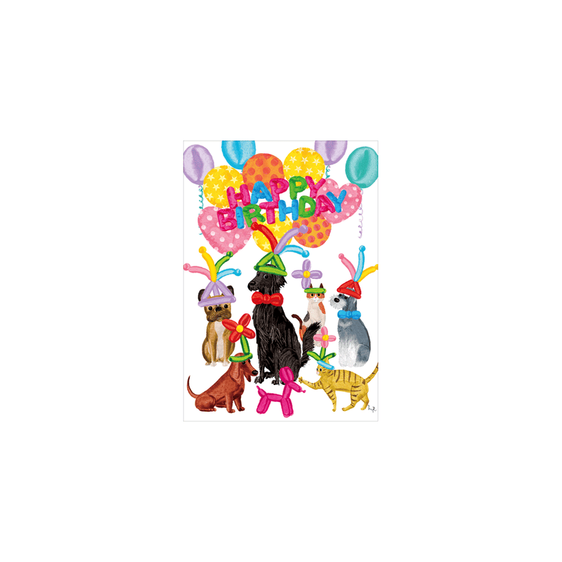 caspari Birthday Party Animals - Set Of Six Greeting Cards And Envelopes
