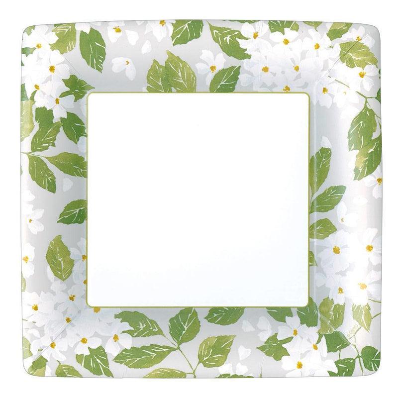 caspari Blanc De Blancs Paper Dinner Plates in Grey - 8 Per Package