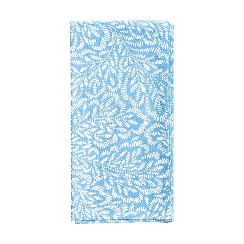 caspari Block Print Leaves Cotton Dinner Napkins in Blue & White - Set of 4 caspari Block Print Leaves Cotton Dinner Napkins in Blue & White - Set of 4