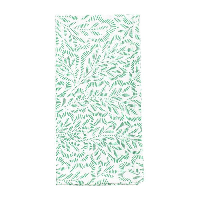 caspari Block Print Leaves Cotton Dinner Napkins in Green & White - Set of 4 caspari Block Print Leaves Cotton Dinner Napkins in Green & White - Set of 4