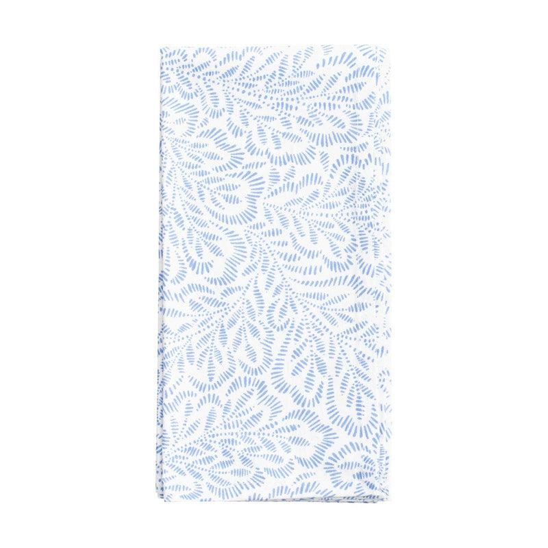 caspari Block Print Leaves Cotton Dinner Napkins in White & Blue - Set of 4 caspari Block Print Leaves Cotton Dinner Napkins in White & Blue - Set of 4