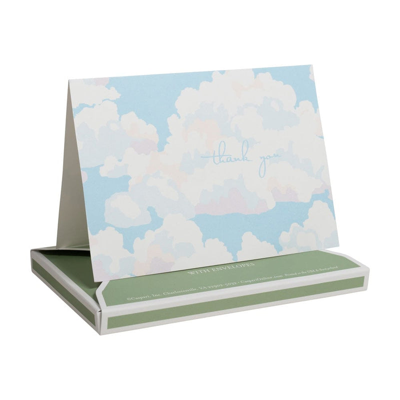 Caspari Blue Skies Thank You Notes - 8 Note Cards & 8 Envelopes