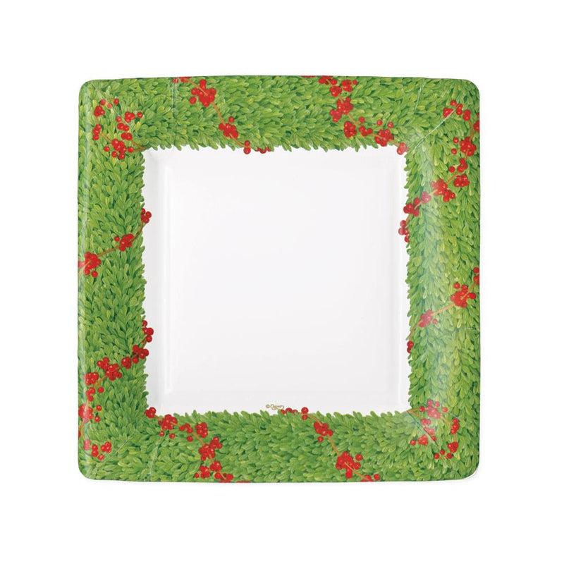 caspari Boxwood Trellis Square Paper Salad & Dessert Plates - 8 Per Package