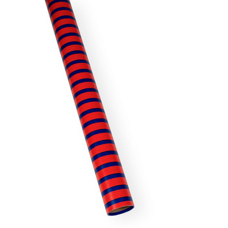 Caspari Bretagne Reversible Gift Wrapping Paper In Red & Blue - 30" X 8' Roll