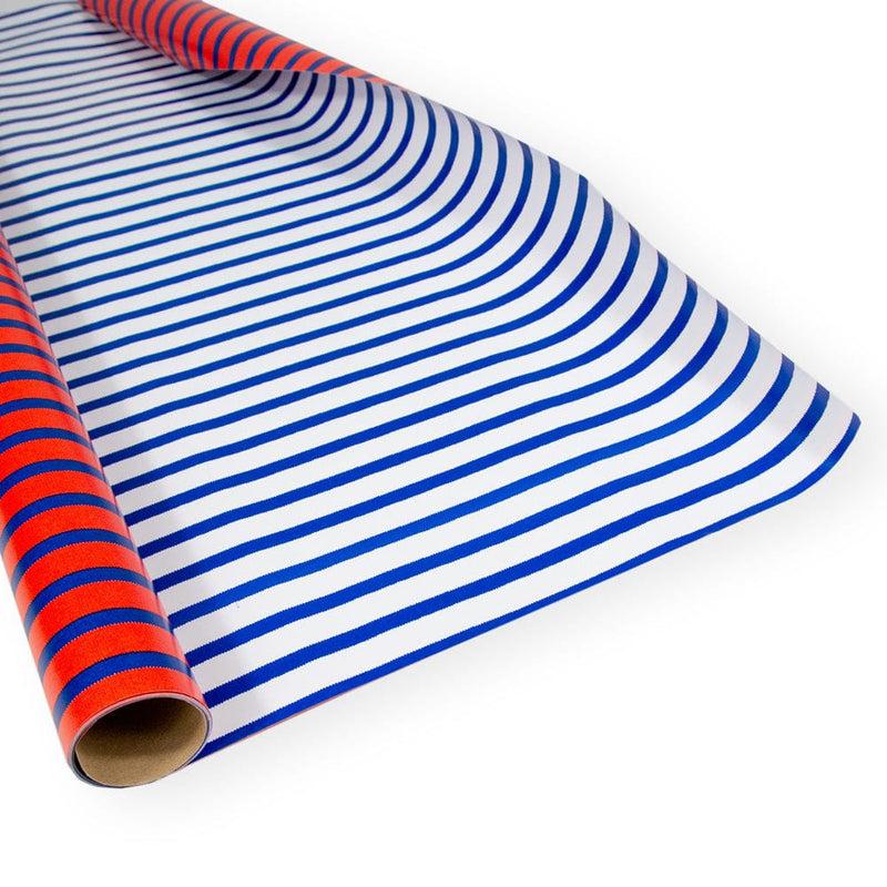 Caspari Bretagne Reversible Gift Wrapping Paper In Red & Blue - 30" X 8' Roll