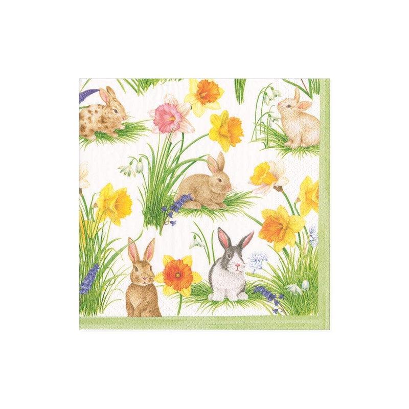 caspari Bunnies and Daffodils Paper Cocktail Napkins - 20 Per Package