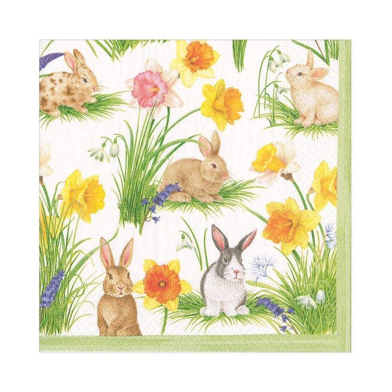 caspari Bunnies and Daffodils Paper Luncheon Napkins - 20 Per Package