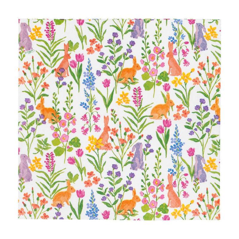 Caspari Bunny Field Cocktail Napkins - 20 Per Package