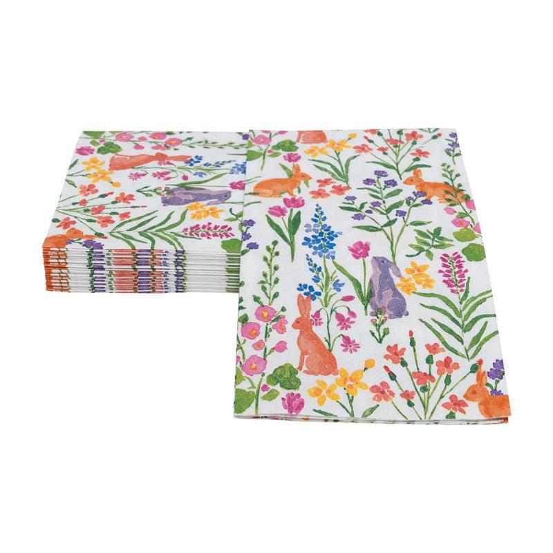 Caspari Bunny Field Guest Towel Napkins - 15 Per Package