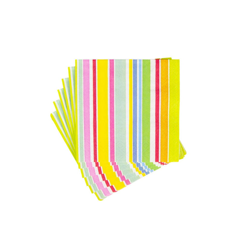 Caspari Cabana Stripe Bright Boxed Cocktail Napkins - 40 Per Box