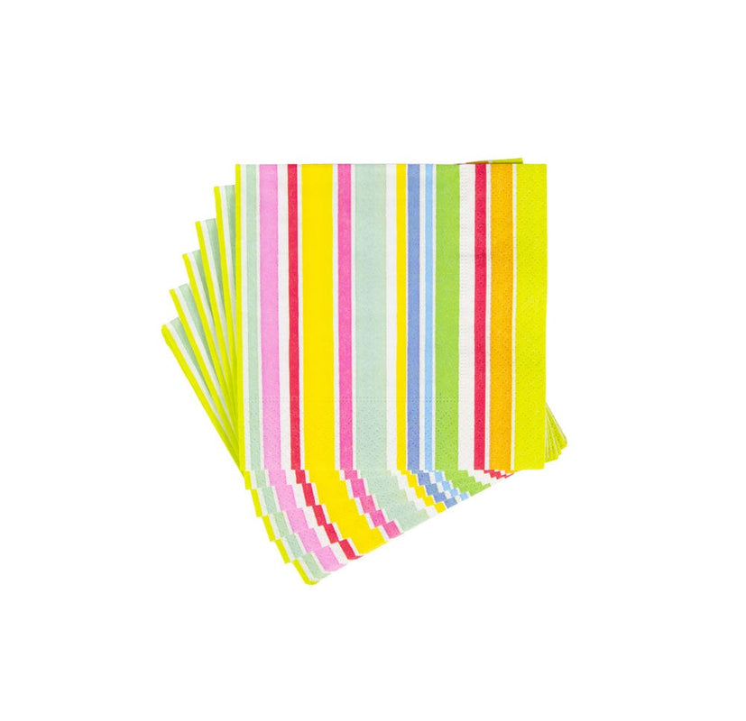 Caspari Cabana Stripe Bright Cocktail Napkins - 20 Per Package