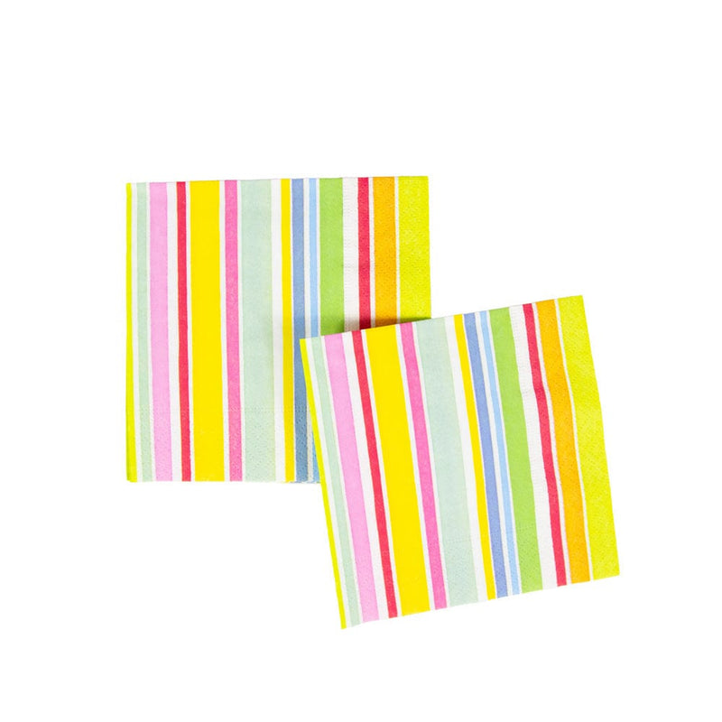 Caspari Cabana Stripe Bright Cocktail Napkins - 20 Per Package