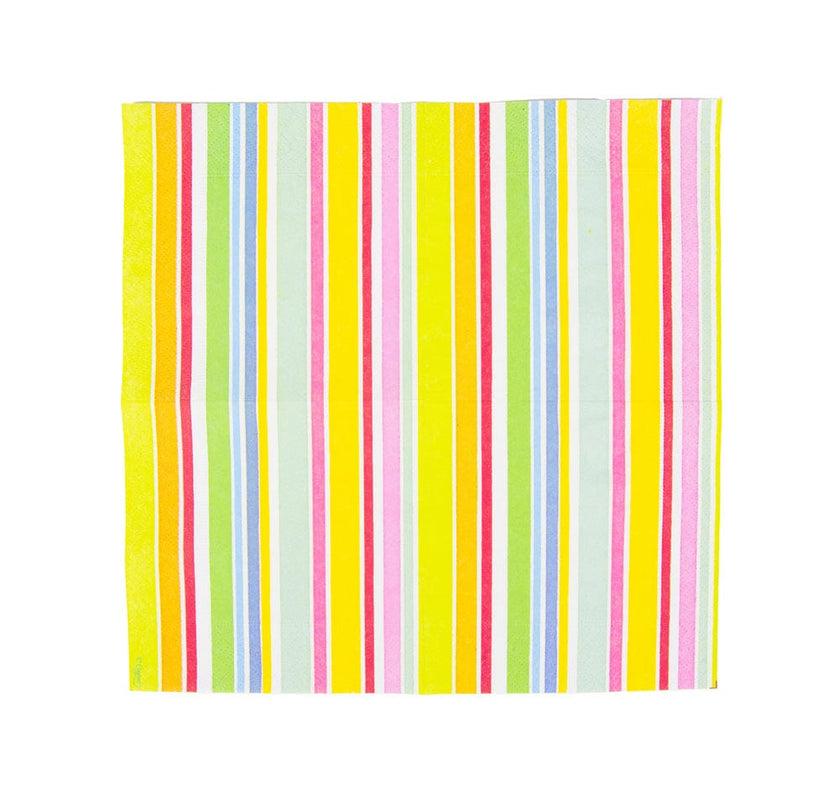 Caspari Cabana Stripe Bright Cocktail Napkins - 20 Per Package