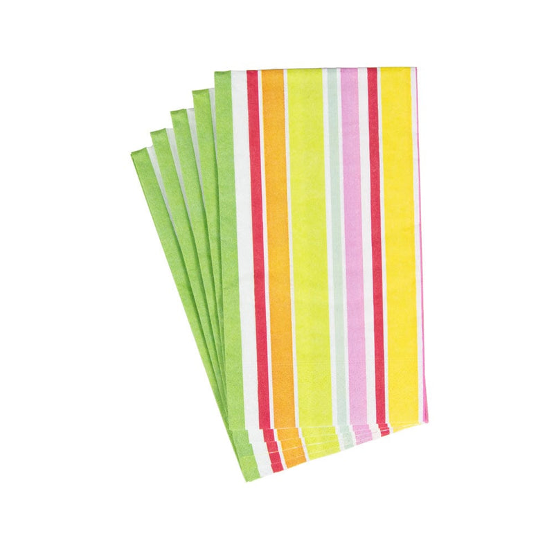 Caspari Cabana Stripe Bright Guest Towel Napkins - 15 Per Package