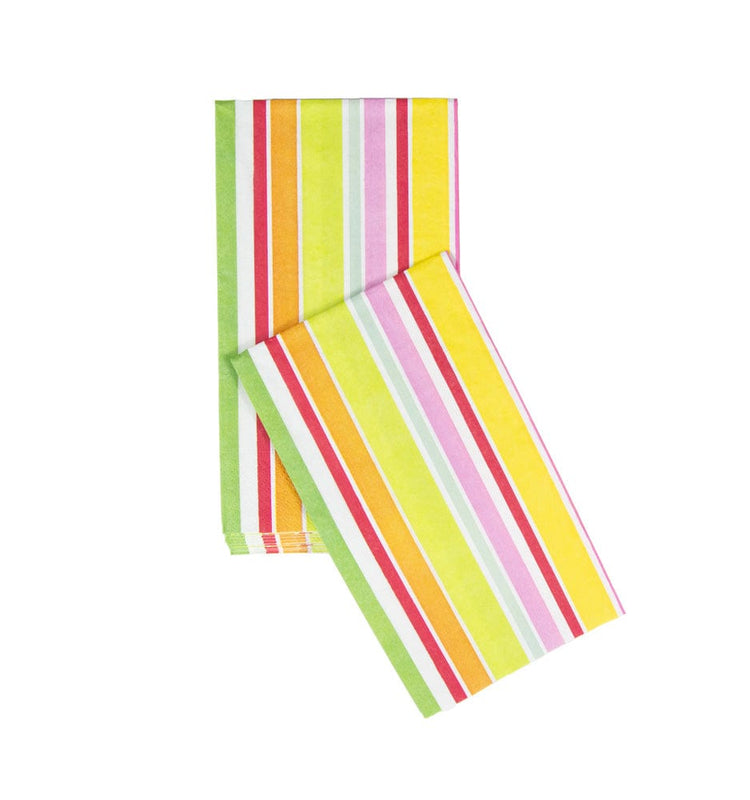 Caspari Cabana Stripe Bright Guest Towel Napkins - 15 Per Package