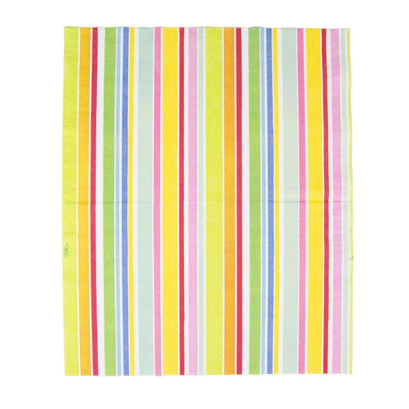 Caspari Cabana Stripe Bright Guest Towel Napkins - 15 Per Package