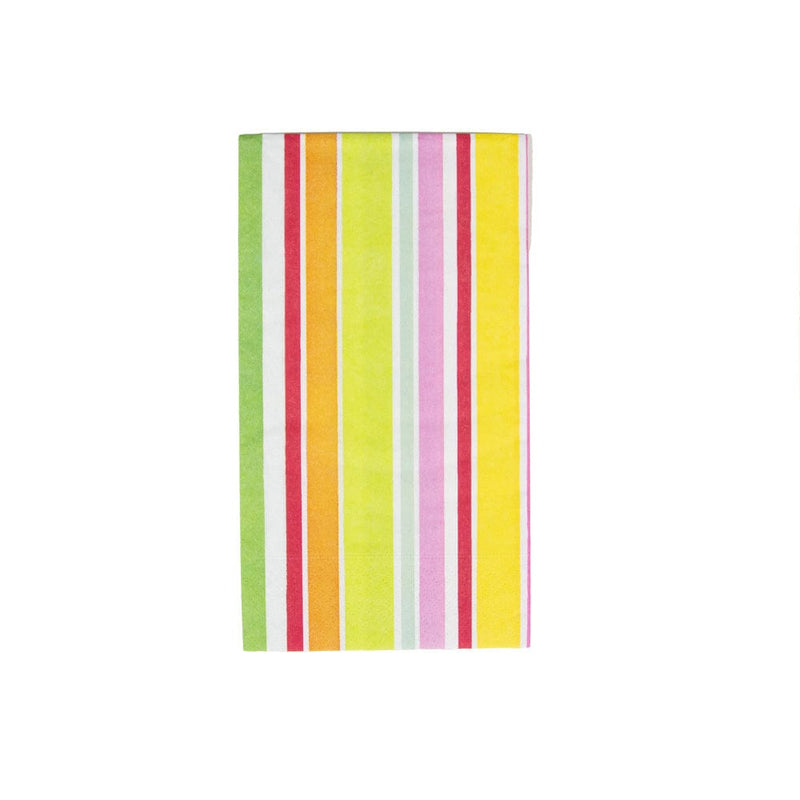 caspari Cabana Stripe Bright Guest Towel Napkins - 15 Per Package