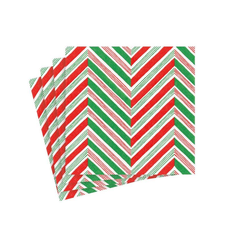 caspari Candy Cane Stripes Paper Cocktail Napkins - 20 Per Package