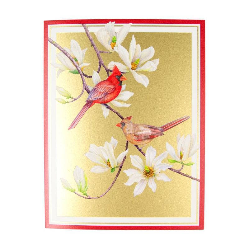 caspari Cardinals And Magnolia Personalized Christmas Cards