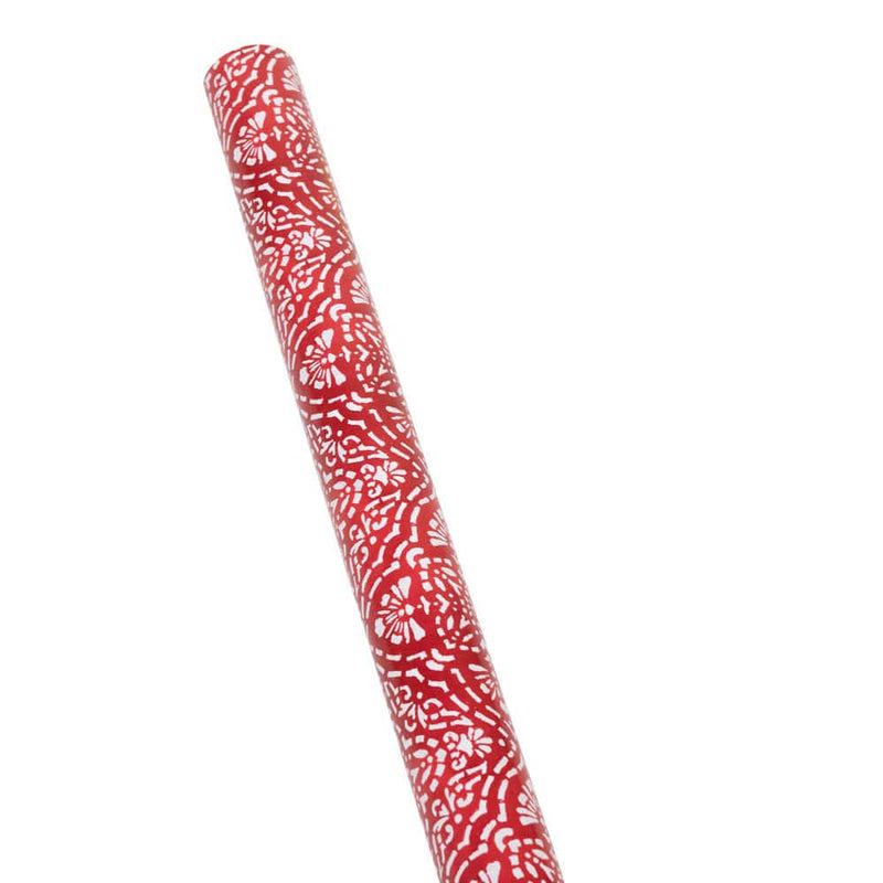 Caspari Annika Red & White Gift Wrap - One 30" X 8' Roll