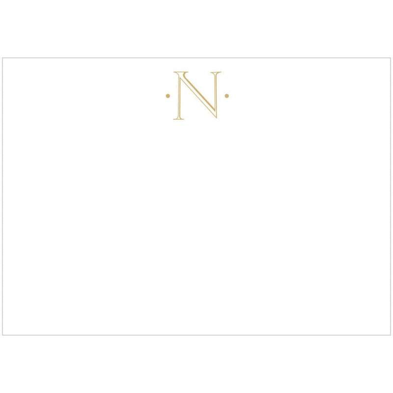 Caspari Caspari Antique Plain Letter N Foil Correspondence Cards - 12 Cards And Envelopes