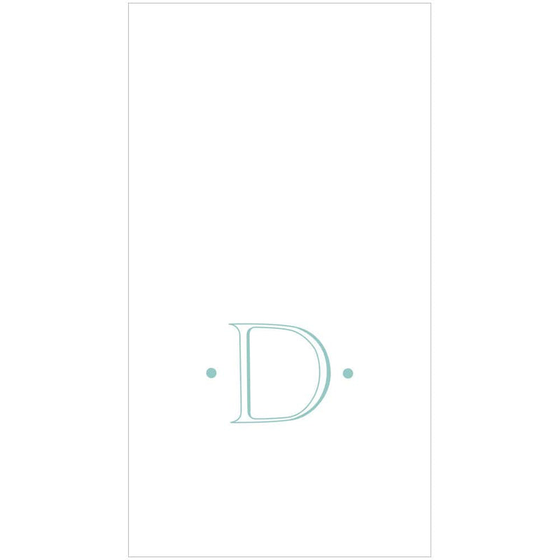 Caspari Caspari Antique Robin's Egg Single Initial Guest Towel Napkins - 24 Per Box